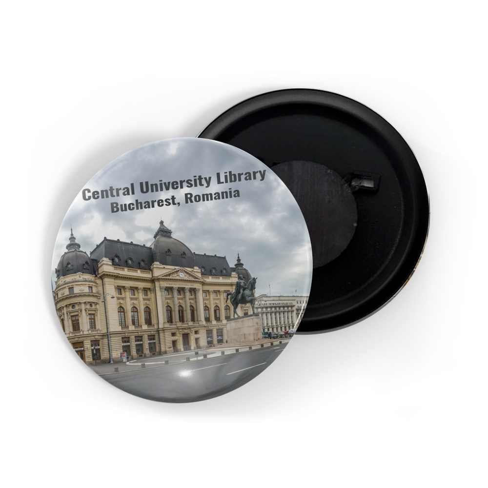 dhcrafts Fridge Magnet Multicolor Famous Tourist Place Central University Library Bucharest, Romania Glossy Finish Design Pack of 1